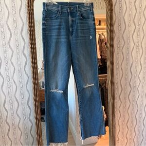 MOTHER The Hustler Blue Ankle Fray Jeans color Can’t Stop